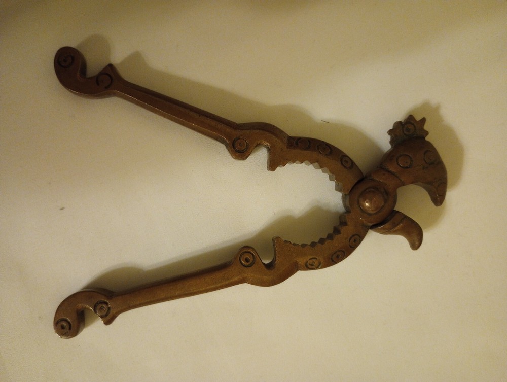 Vintage Brass Rooster Chicken Nutcracker / Bottle Opener