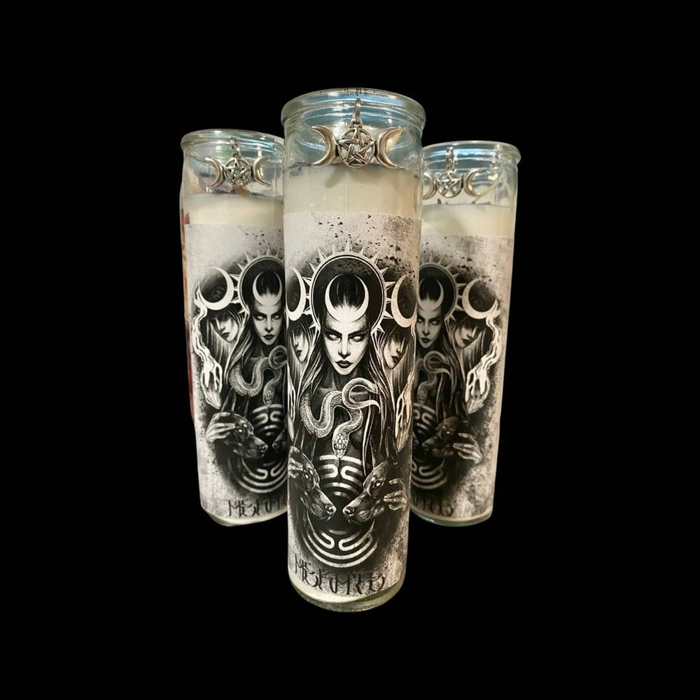 Hekate Devotional Ritual White Dressed Candle. Hecate