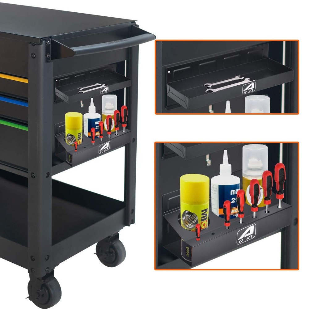 4pc Magnetic Toolbox Tray Set Black Cabinet Side Shelf Storage Van Workshop