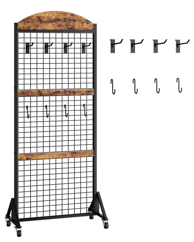 Grid Wall Panel 5.7’ x 2’ FT Grid Display Rack, Movable Gridwall Dis