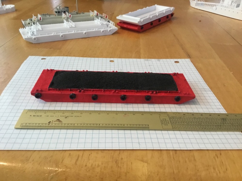 N scale Open top barge with load 3-D PRINT UNPAINTED