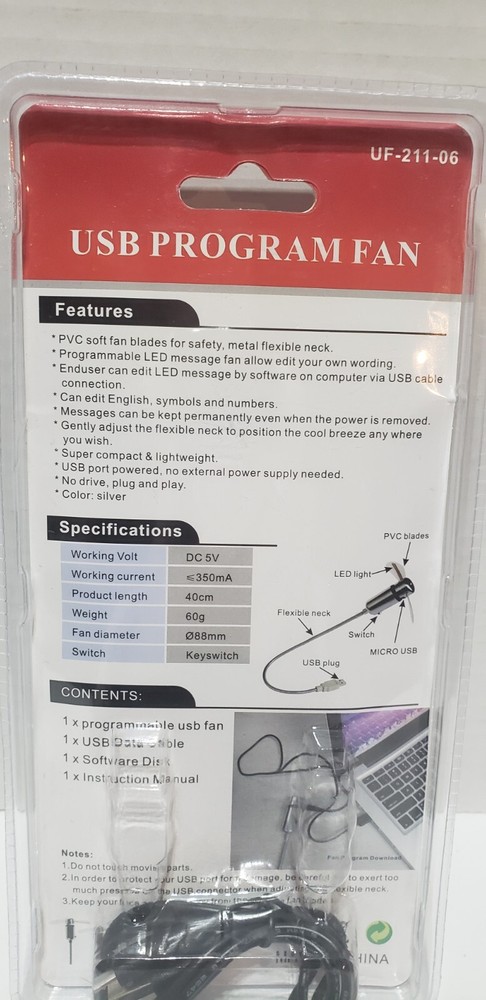 USB Mini Fan Programmable Program Fan