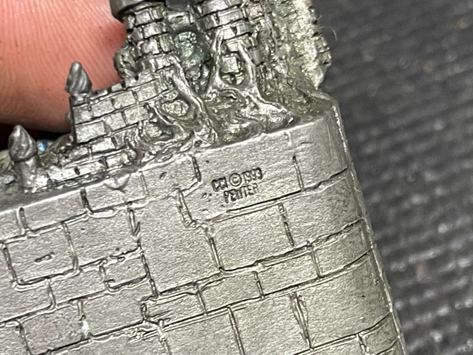 Vintage 1993 CCI Pewter Fantasy Castle & Unicorn Music Box Comstock Creations