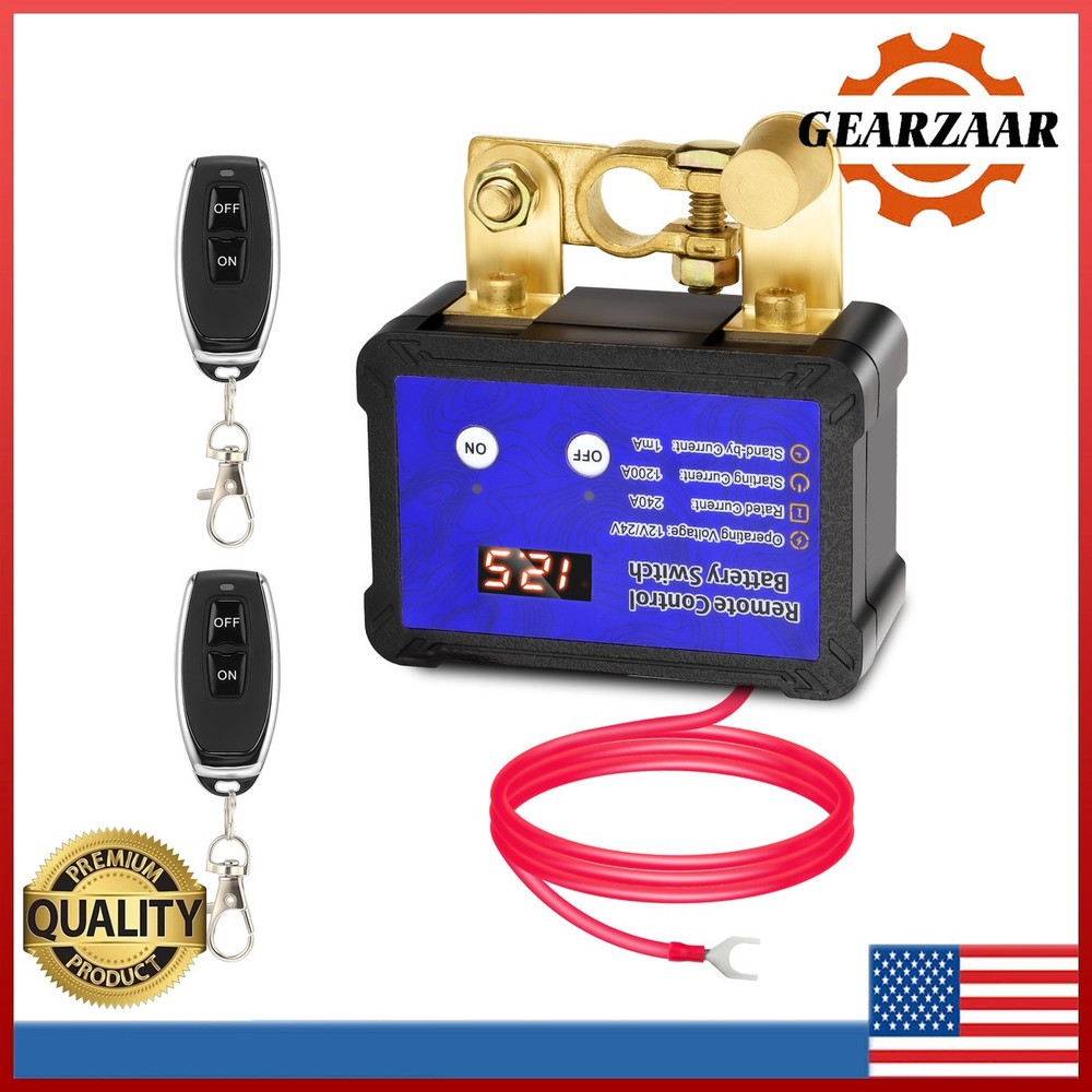 12V/24V 240A Kill Switch Remote Battery Disconnect Switch LED Voltmeter US