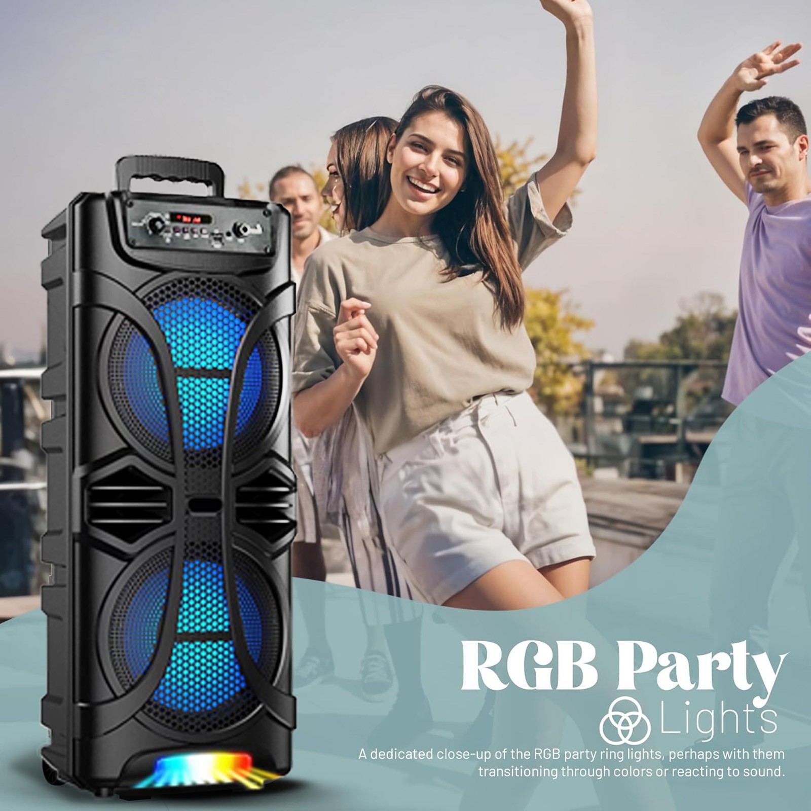 6800W Portable Bluetooth Speaker Dual Sub woofer Heavy Bass Sound System Party
