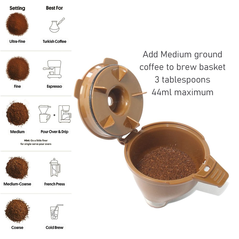 2-Pack Single Serve Ground coffee Brew Basket for Serve, Brown
