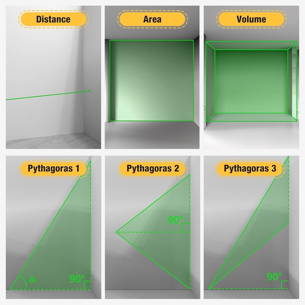 Precision Laser Measure - 328ft Green Laser Tool with Angle Sensor & LCD Display