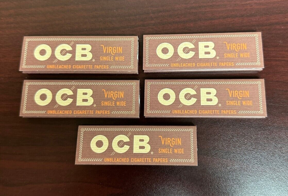 OCB VIRGIN SINGLEWIDE Cigarette Rolling Papers -5 PACKS