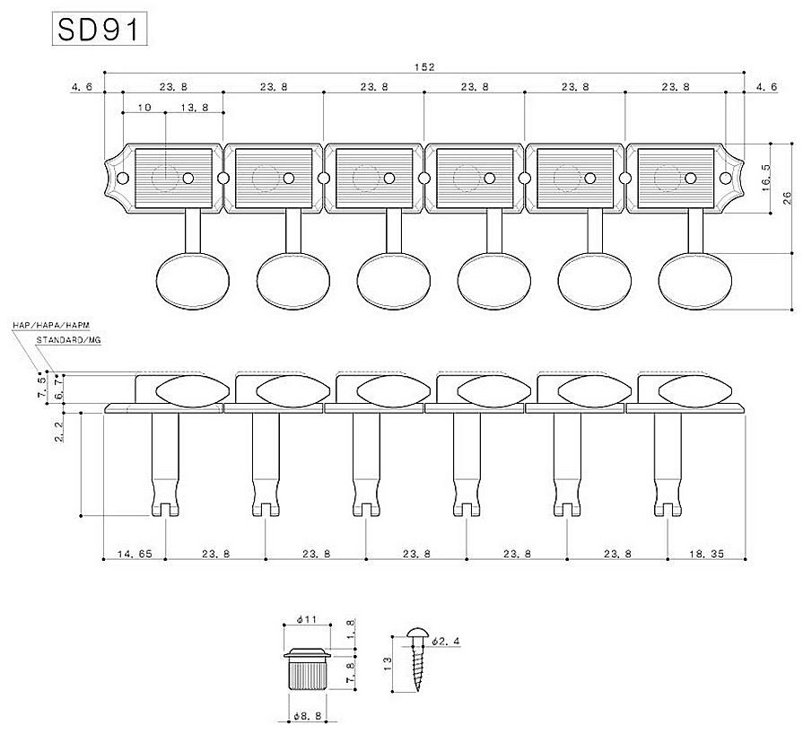GOTOH SD91 MG-T Thumbwheel Locking Tuning Machines