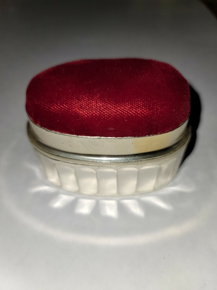 Sheffield silver co trinket box with red velvet pillow top