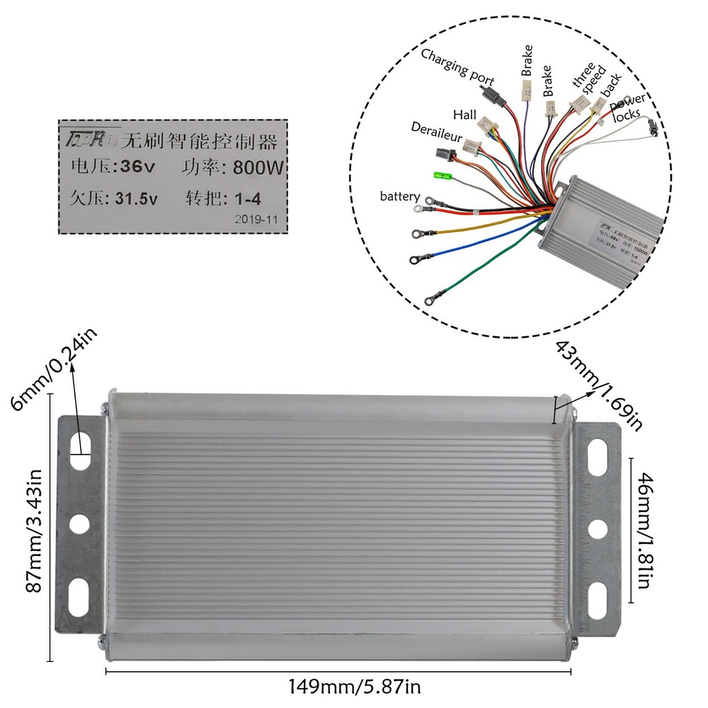 36v 800w Brushless Motor Speed Controller LCD Throttle Reverse EBike Bicycle ATV