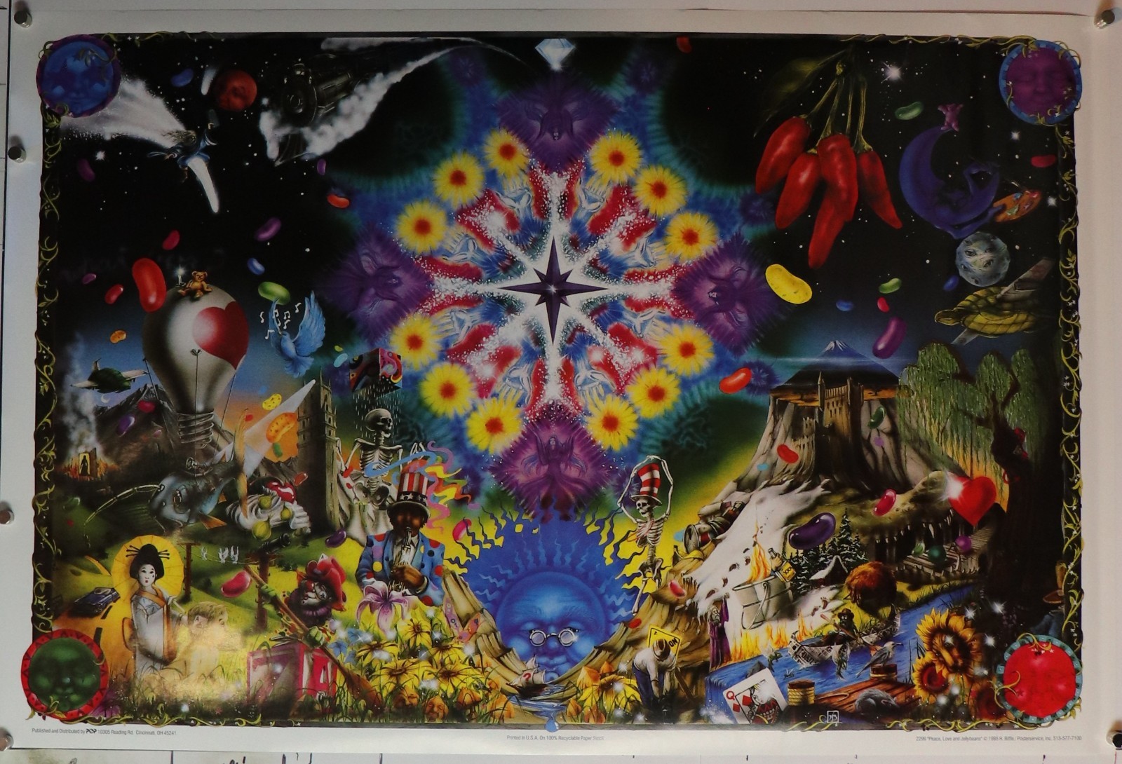 Peace, Love and Jellybeans 1995 Grateful Dead Art Poster 20" x 30" NOS (B209)