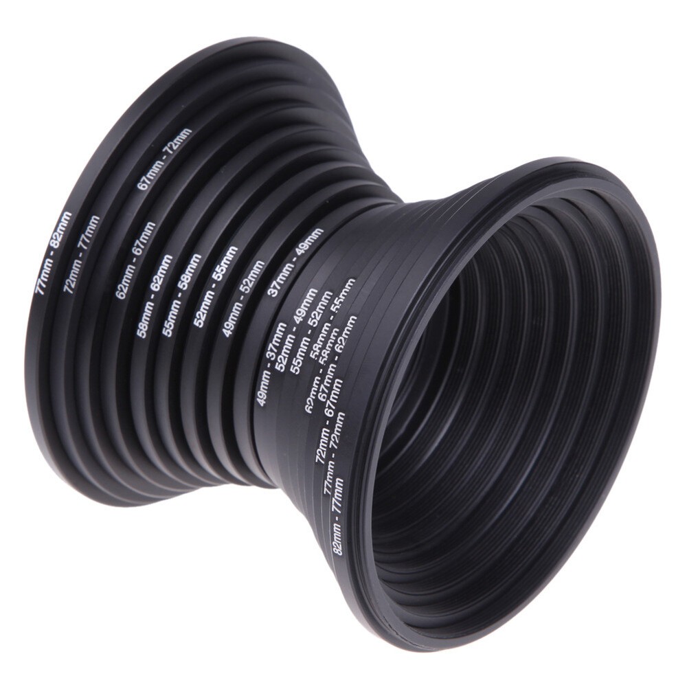 18 pcs Camera Lens Filter Step Up Down Ring Adapter Set 37- 82mm For DSLR Camera