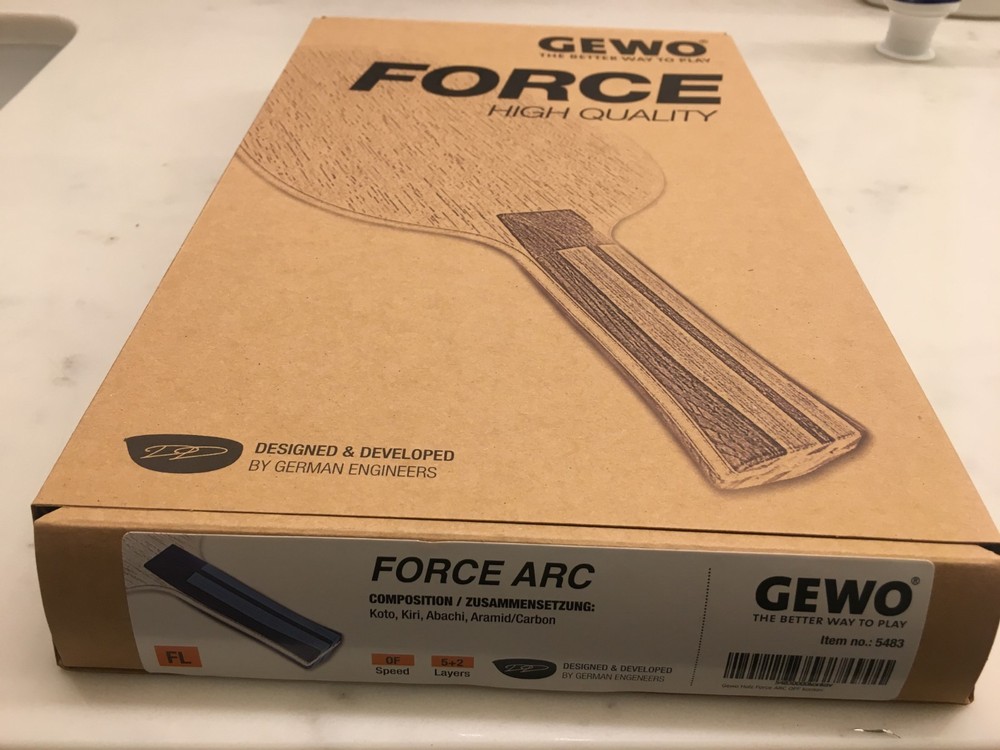Gewo Force Arc table tennis blade, FL handle