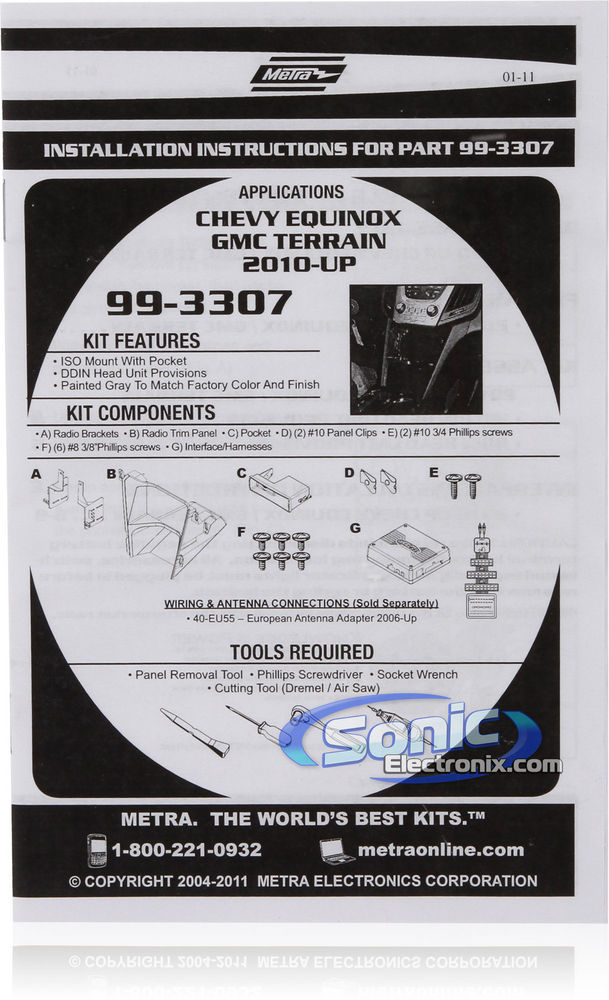 Metra 99-3307G Single/Double DIN Dash Kit for 2010-15 Chevy Equinox/GMC Terrain