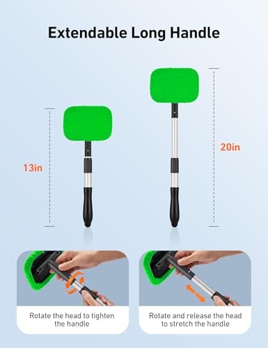 Windshield Cleaner, Microfiber car Window Cleaner with 4 Reusable and green
