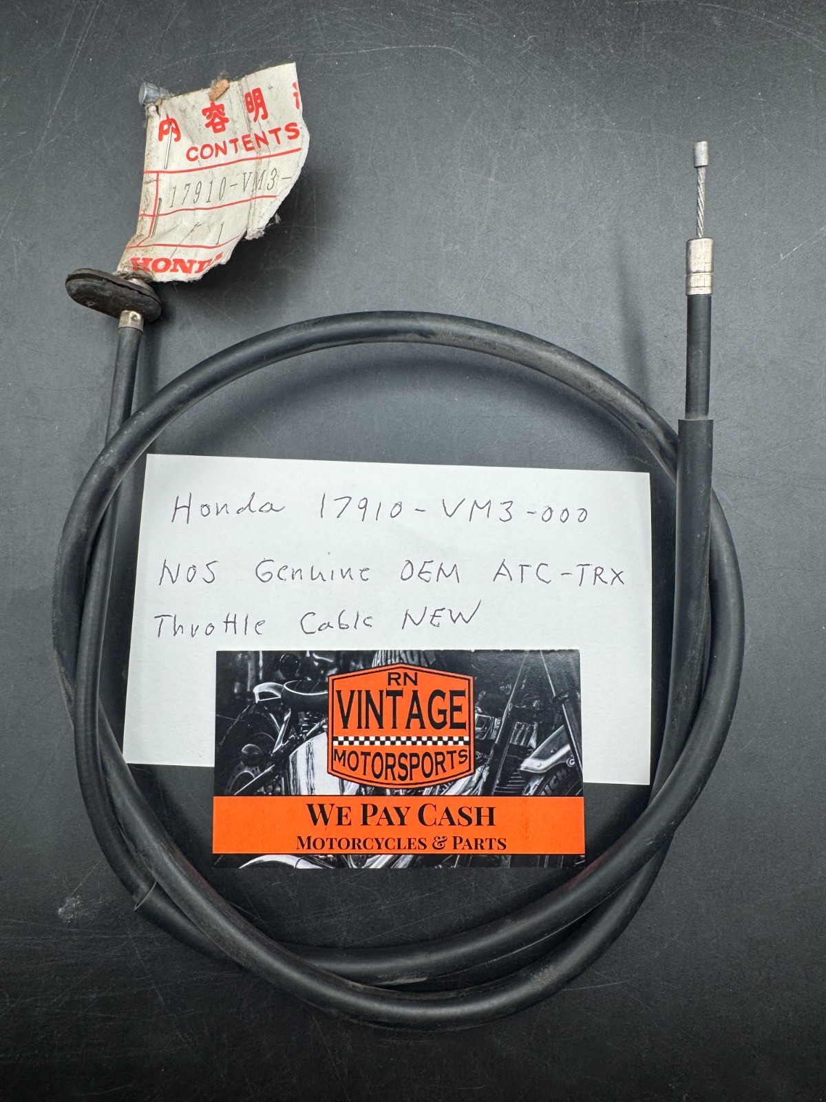 NOS Honda 17910-VM3-000 Genuine OEM ATC-TRX Throttle Cable New