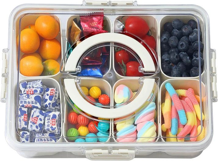 Divided Serving Tray with Lid and Handle