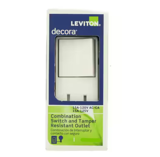 Decora 15 Amp Tamper Resistant Combo Switch and Outlet, White