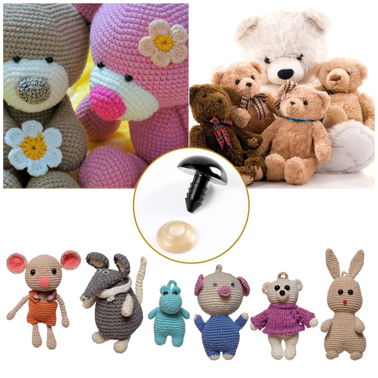 6-18 mm, 8 Sizes Safety Eyes for Crocheting, Crochet Eyes for amigurumi, Stuf...