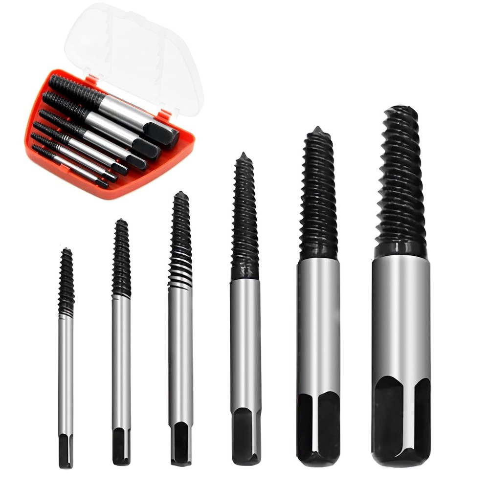 6PCS Screw Extractor Set Bolt Remover Spiral Groove Broken Screw Tool