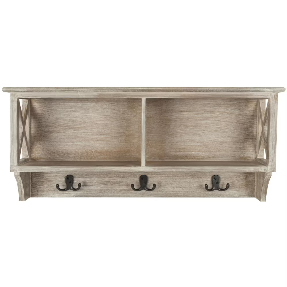 Freya Hanging Storage Wall Rack - Vintage White - Safavieh