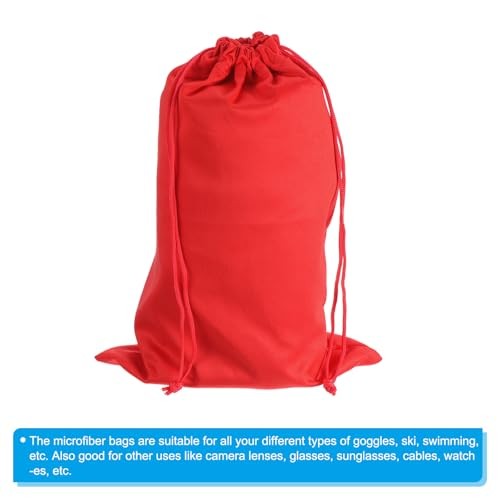 Ski Goggle Bag, Microfiber Snow Goggles Case Storage Sleeve Drawstring Red