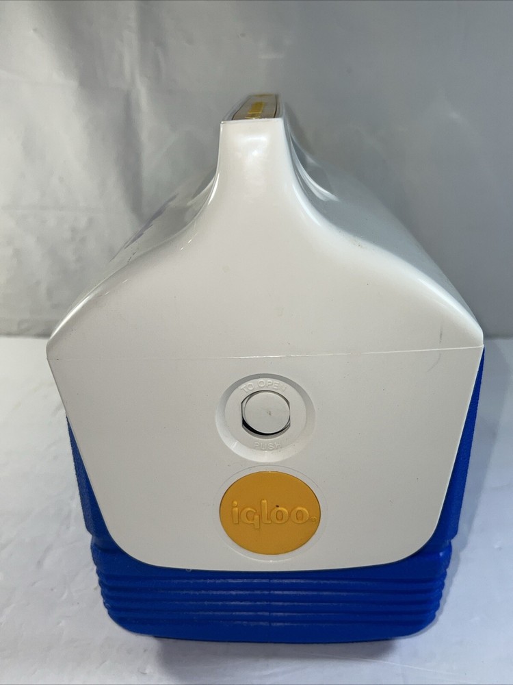 Vintage Blue & White Mini Mate Cooler By Igloo With Push Button Open