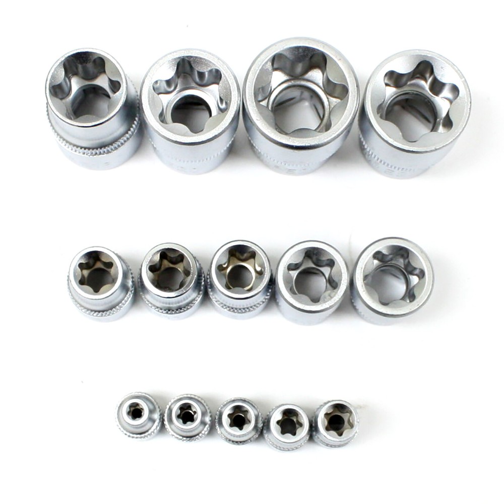 14 pc E Type Torx Star Female Socket Set 1/4" 3/8" & 1/2" Drive E4 - E24