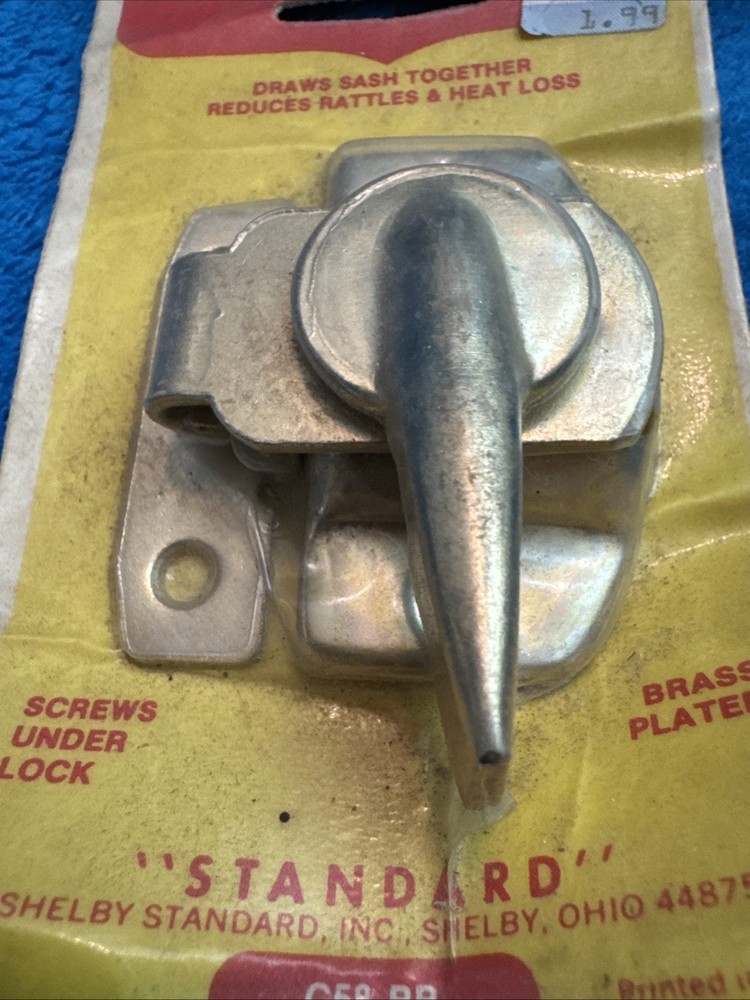 SASH LOCK Spring Action Brass Plated New NOS Window Hardware GripTite 1322