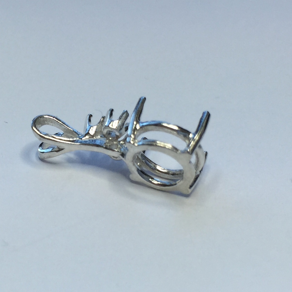 Sterling Silver Round Triple Accented Pre-Notched Pendant Setting (7mm - 14mm)