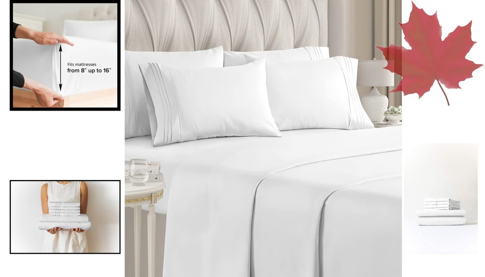 Queen Size Sheet Set - Extra Soft Microfiber - Deep Pockets - Cooling