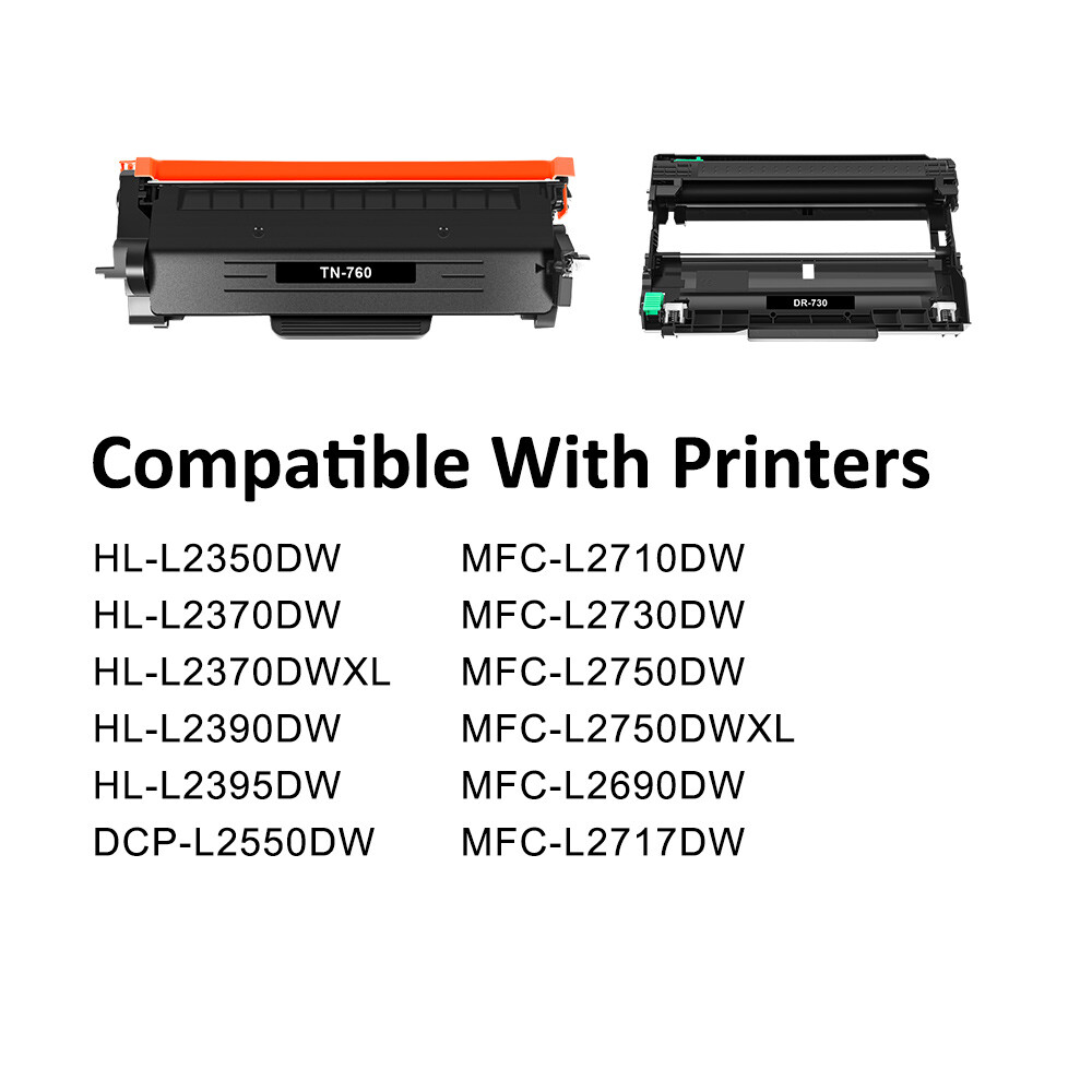 TN760 Toner DR730 Drum Cartridge for Brother MFC-L2690DW MFC-L2710DW L2550DW Lot