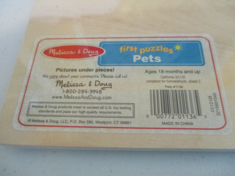 Melissa & Doug First Peg Pets Puzzle (NEW) Fast Free Ship
