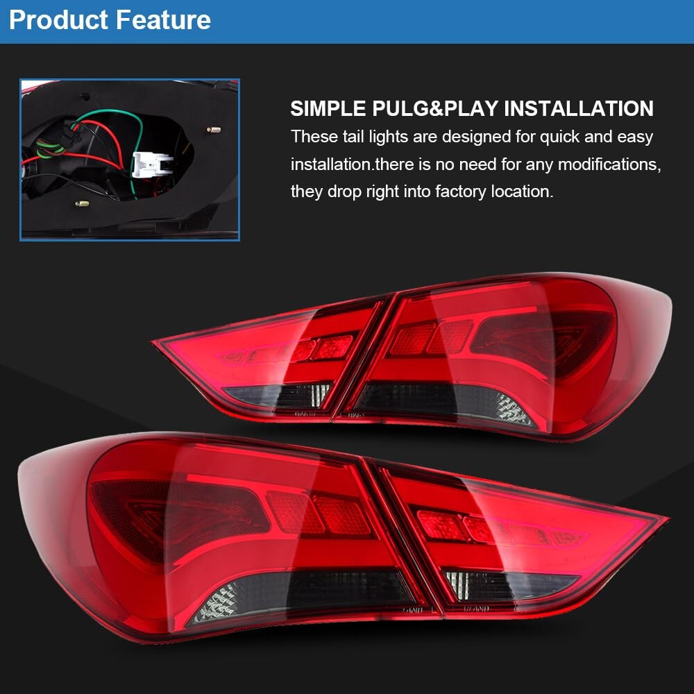 Tail Light Assembly Pair Replacement For 2011-2014 for Hyundai Sonata