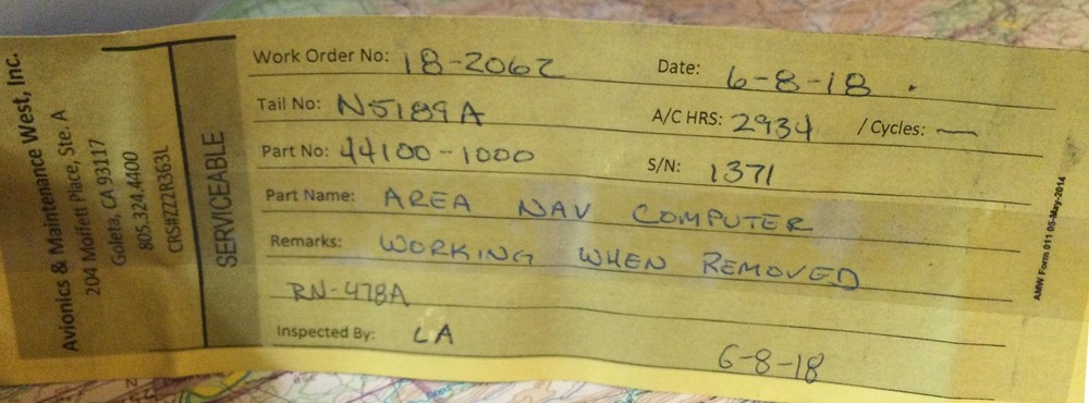 ARC RN-478A Area Nav Computer PN 44100-1000 *OPS Tested Good