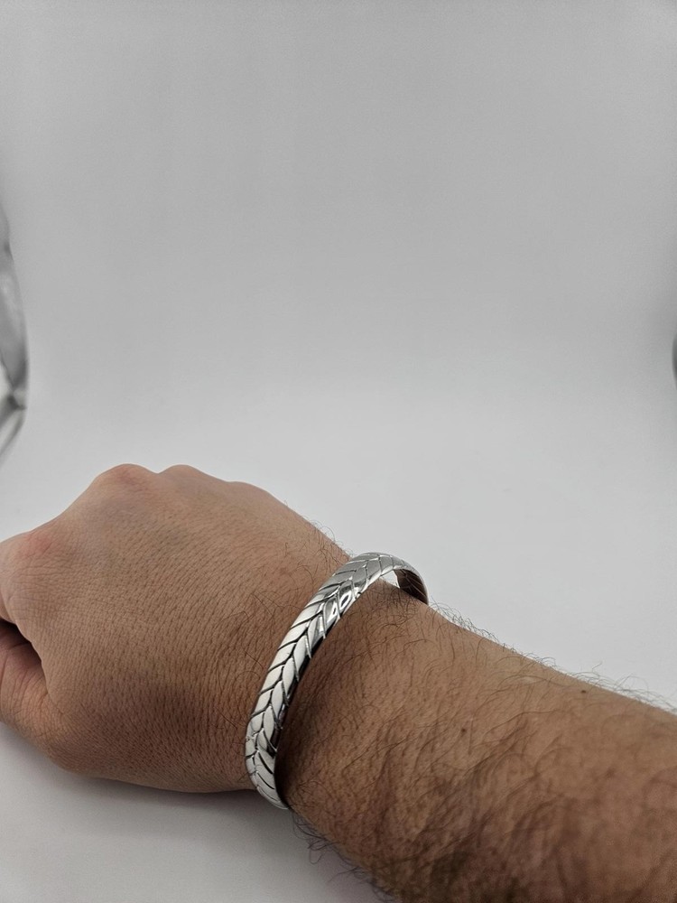 Silver Braided//Chevron Design Cuff Bracelet