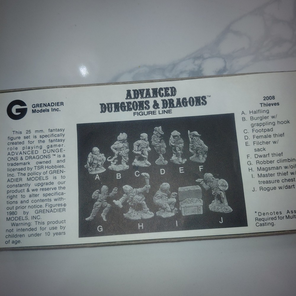 13 Advanced Dungeons & Dragons Thieves In Box Grenadier Solid Gold Line