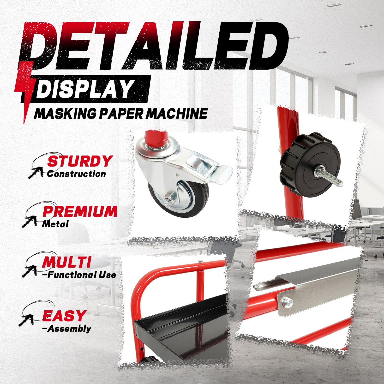 36" Automotive Masking Paper Machine Dispenser Top Tray Storage For Painting