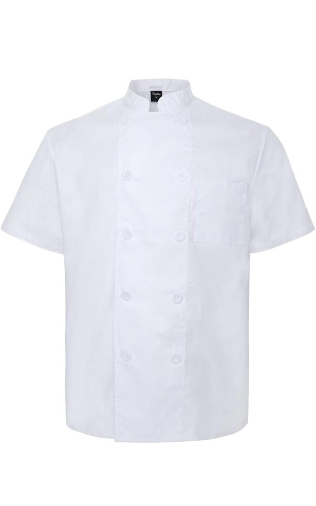 Unisex Short Sleeve Chef Coat Kitchen Work Uniform Restaurant White Medium