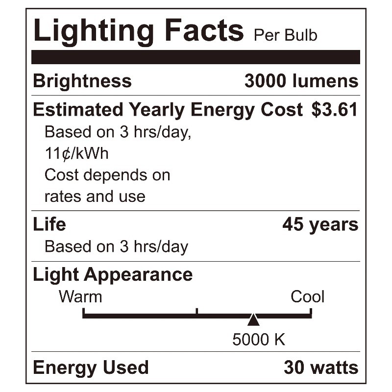 Great Value LED Daylight Garage Light, 30-Watt (3000-Lumen) 3 Adjustable Lighted