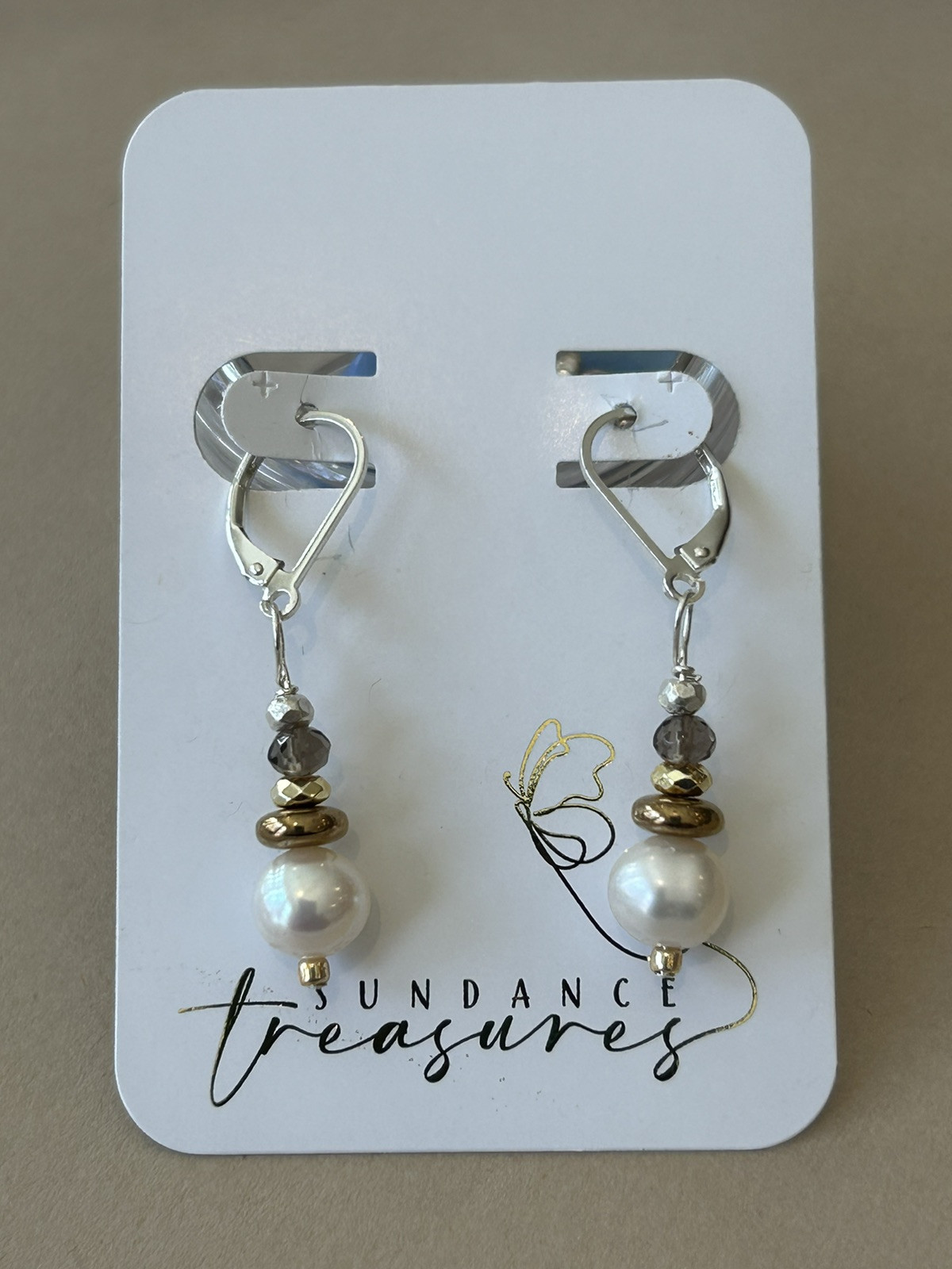 FW Pearl Sterling Silver Earrings White Earthy Bronze Sundance Treasures