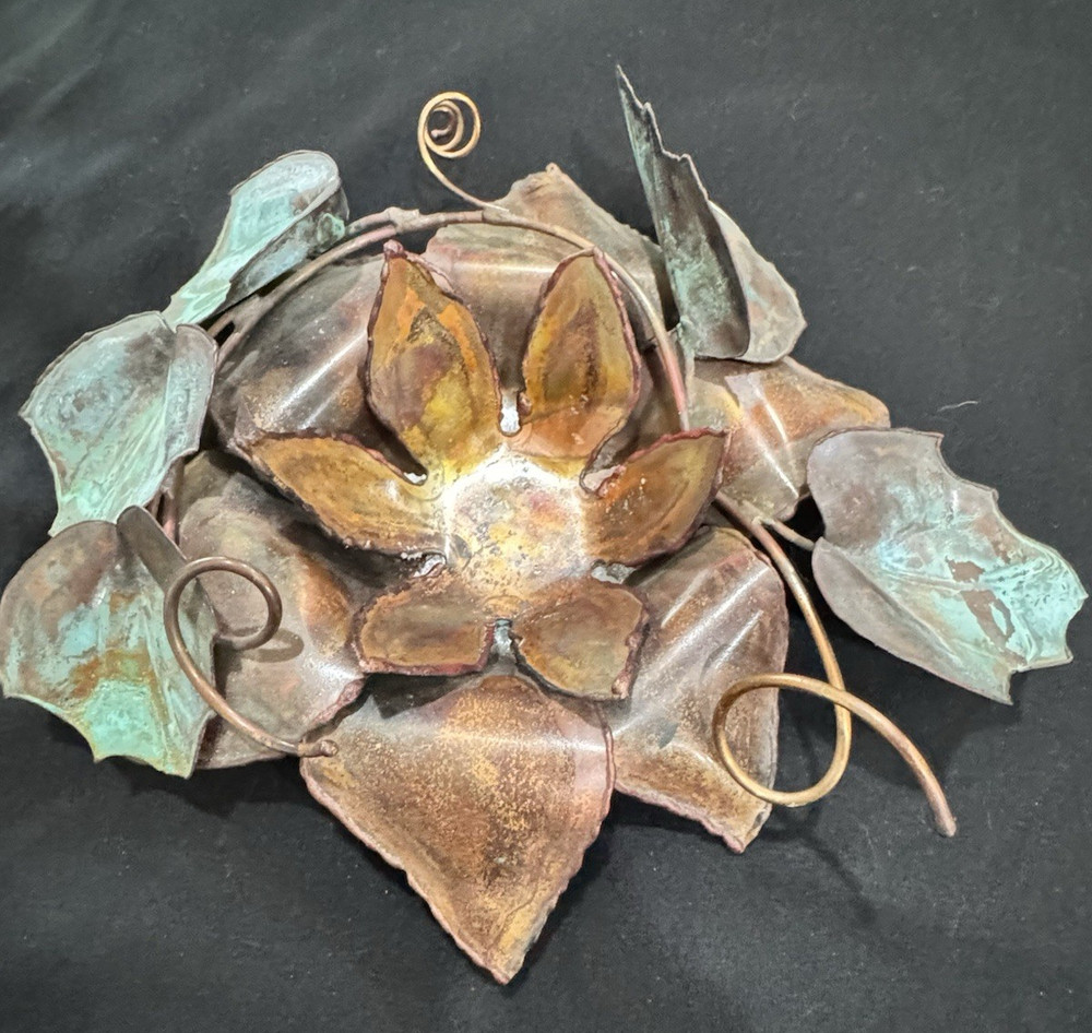 Brutalist MCM Copper Grapevine Votive Unsigned 9"