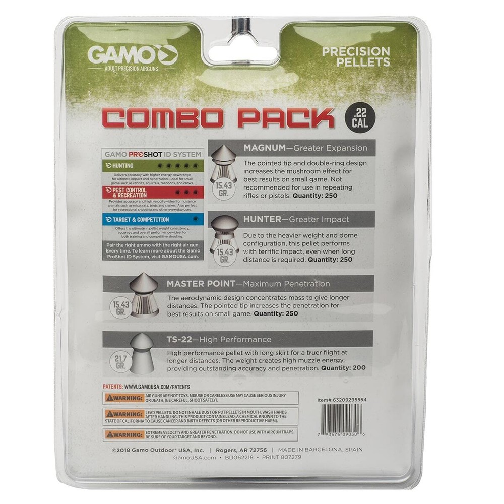 Gamo Combo Pack Assorted Pellet Ammunition .22 CAL.