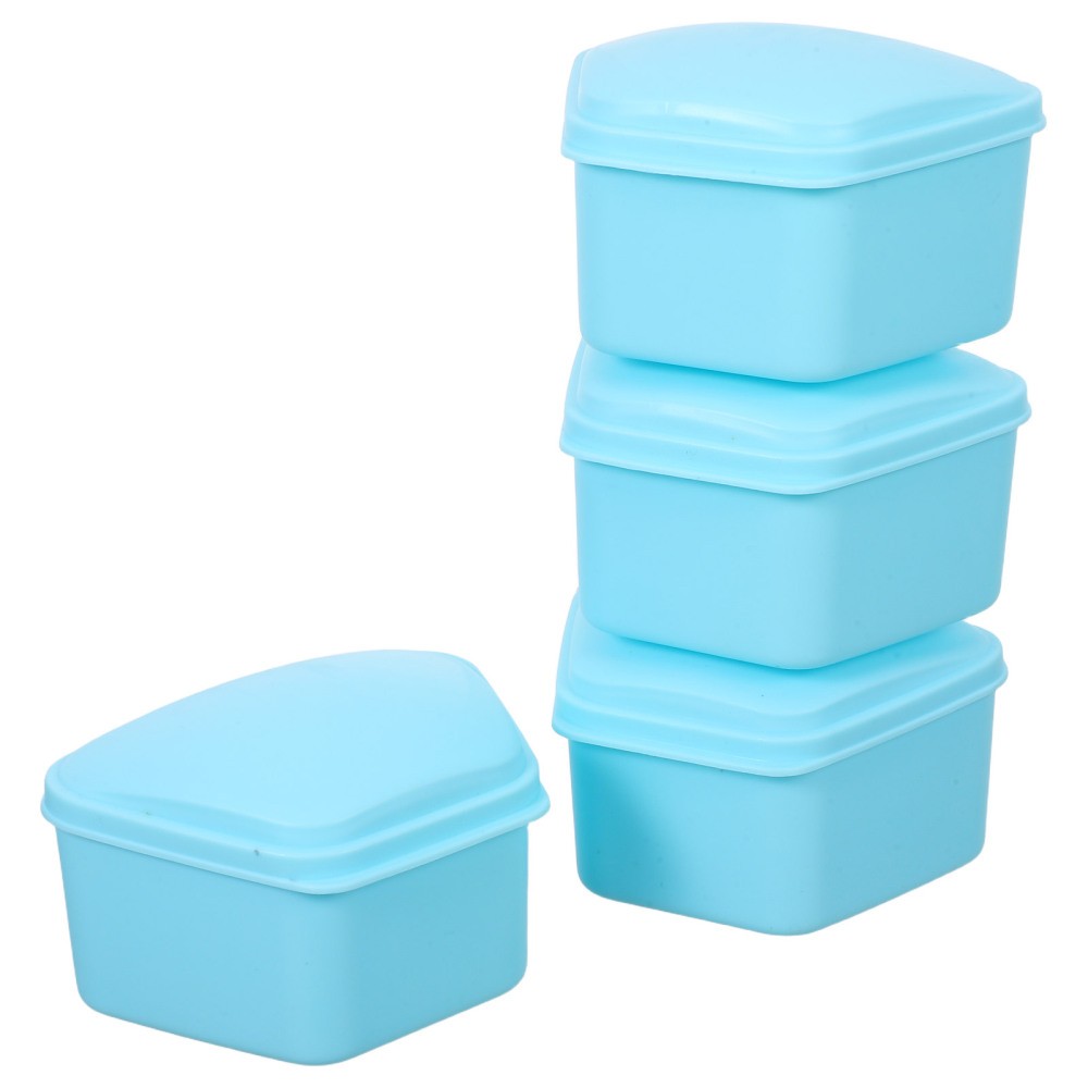 4 Pcs Denture Leakproof Case Retainer Holder Soaker Container Travel