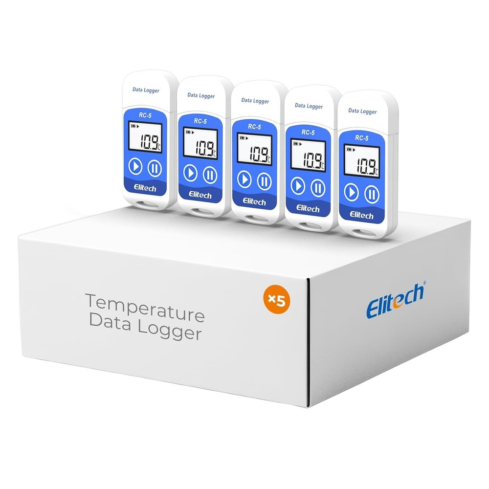5-Pack Multi-Use Temperature Logger with USB Connectivity and Battery Included
