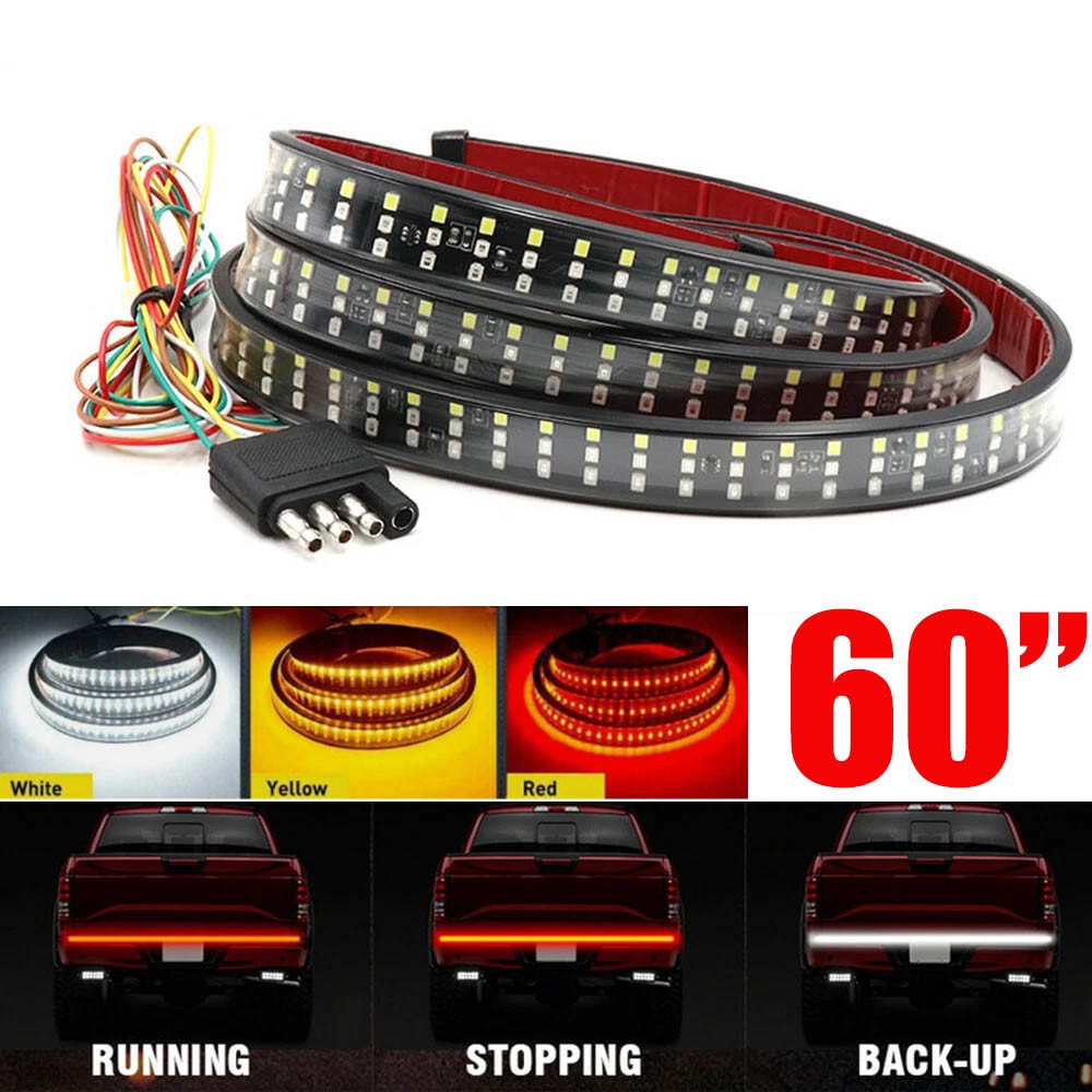 LED Tailgate Light Bar 60" Triple Row 5-Function Strip Universal for Pickup SUV
