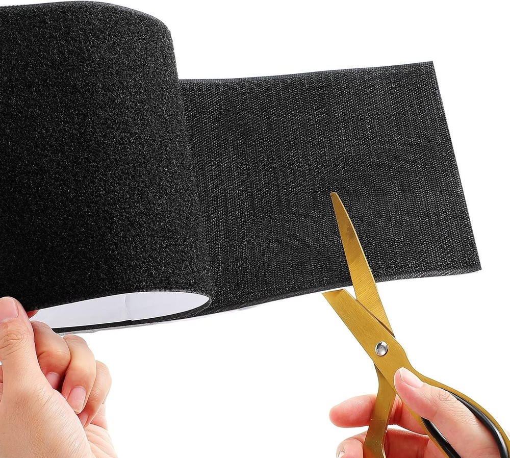 Versatile Black Hook & Loop Tape Strips for DIY - 6 Inch Width, 1 Yard Length