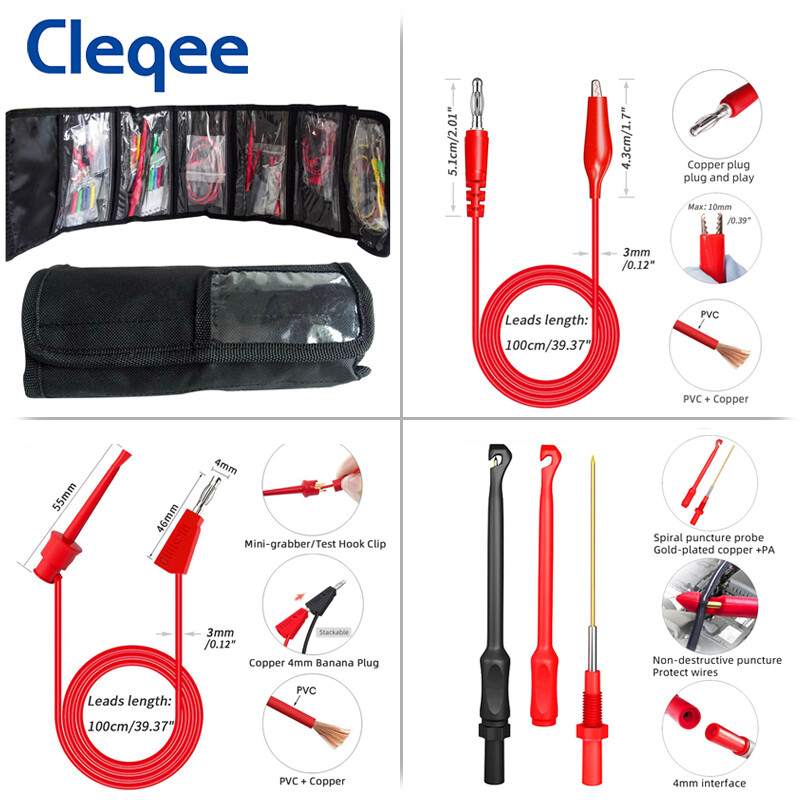 Back Probe Set Multimeter Test Leads Kit with Replaceable Probes Set Banana Plug