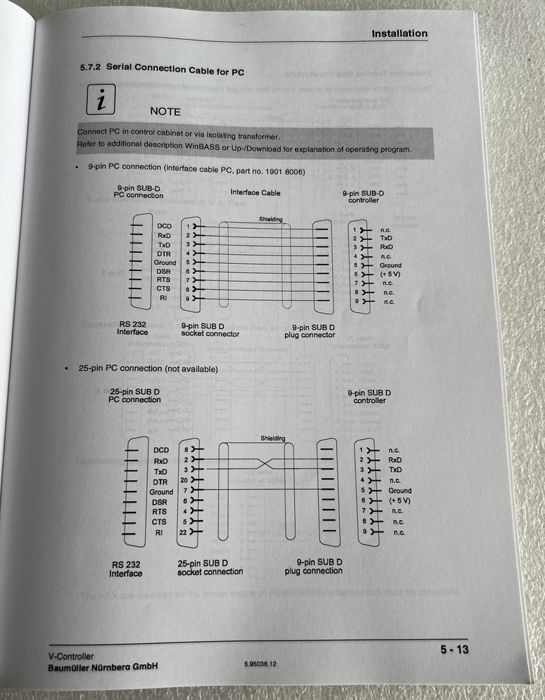 BAUMUELLER V-CONTROLLER TECHNICAL DESCRIPTION AND OPRATION MANUAL